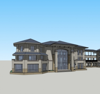 简欧办公楼su模型