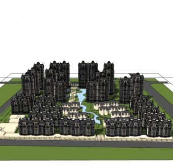 法式小区规划su模型