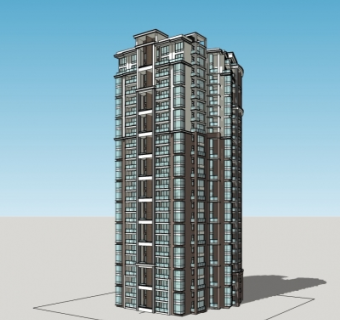 现代高层公寓楼su模型