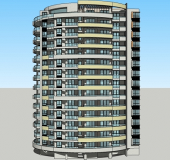 现代高层公寓楼su模型