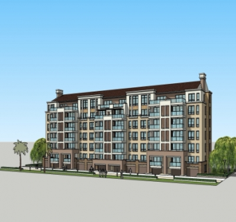 简欧多层公寓楼su模型