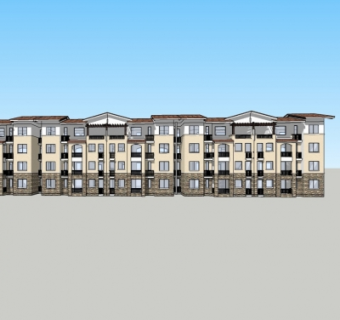 简欧多层公寓楼su模型