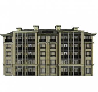 欧式多层公寓楼su模型