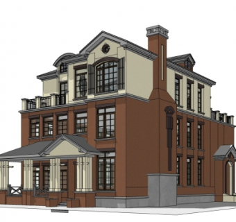 欧式独栋别墅su模型