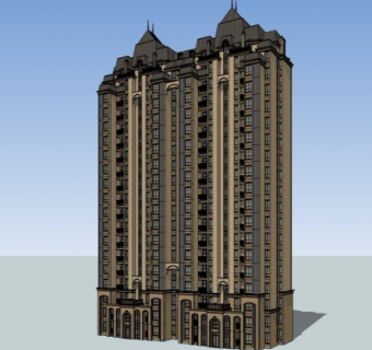 法式高层公寓楼su模型