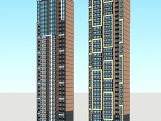 现代<em>超高层</em>公寓楼su模型