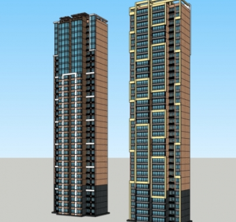 现代超高层公寓楼su模型