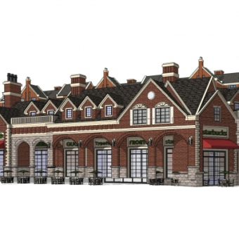 欧式商业街su模型