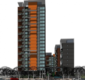 现代小区规划su模型