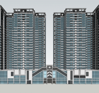 现代高层公寓楼su模型
