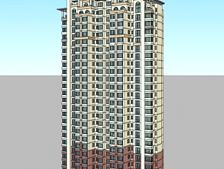 简欧高层公寓楼su模型