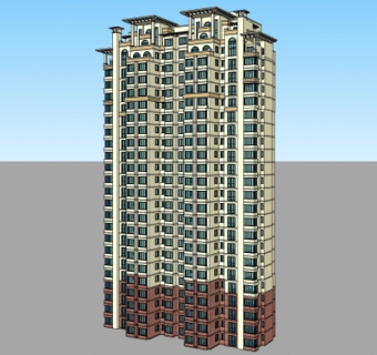 简欧高层公寓楼su模型