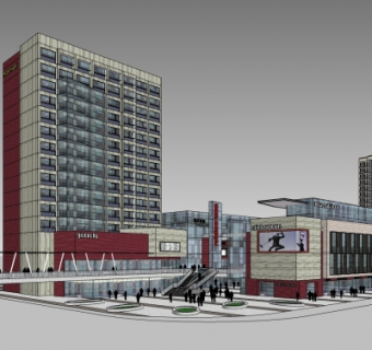 现代商业街su模型