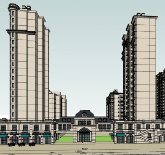 法式小区规划su模型