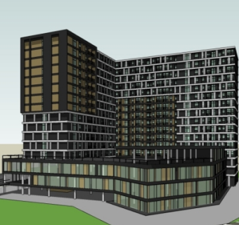 现代高层写字楼su模型