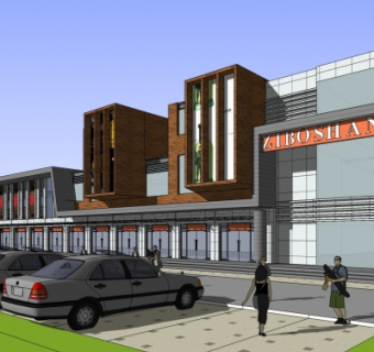 现代沿街商业楼su模型