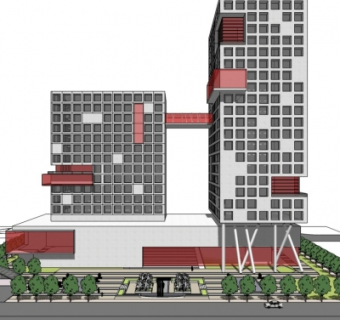 现代写字楼su模型