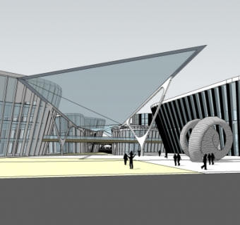 现代商业街su模型