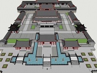 中式<em>寺院</em>规划su模型