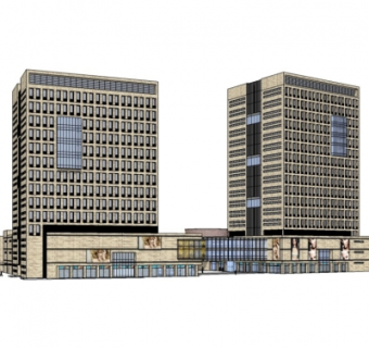 现代商业街su模型