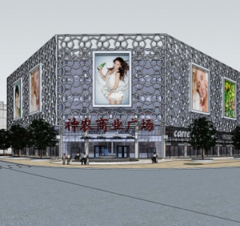 现代沿街商业建筑su模型
