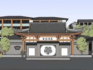 中式寺院规划su模型