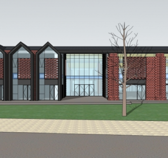 新中式会所su模型