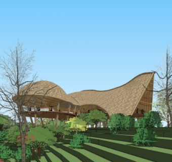 东南亚风吊脚楼展馆su模型