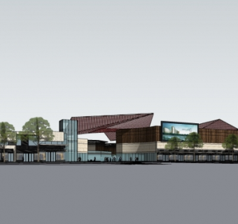 现代商业街su模型