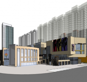 现代商业街su模型