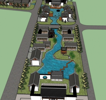 中式园林景观su模型