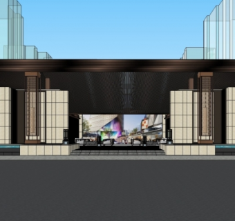 中式休闲会所su模型