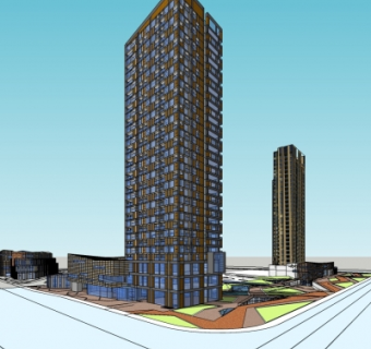 现代办公楼su模型