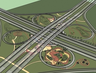 现代<em>高速</em>公路景观su模型