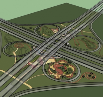 现代高速公路景观su模型