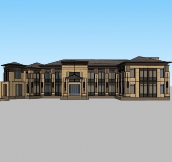 新中式办公楼su模型