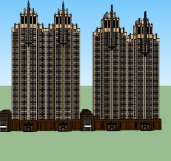 新古典高层公寓楼su模型