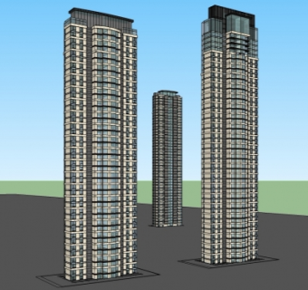 现代高层公寓楼su模型