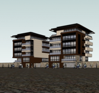 现代公寓楼su模型