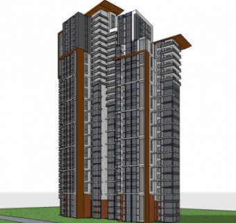 现代高层公寓楼su模型