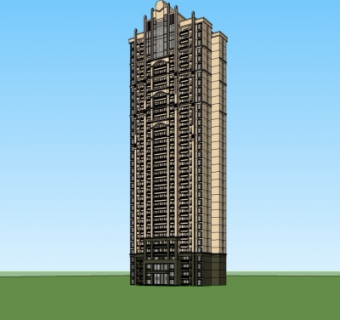 新古典高层公寓楼su模型