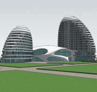 现代写字楼su模型