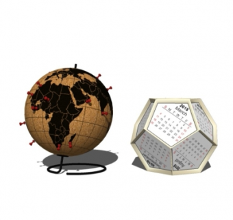 现代地球仪日历摆件su模型