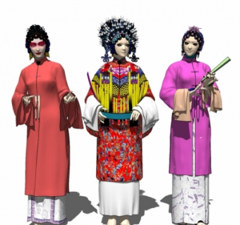 中式京剧花旦su模型