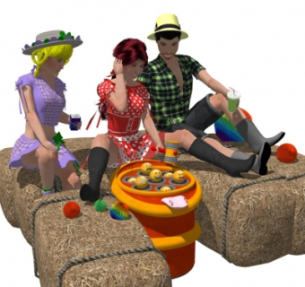 现代人物组合su模型