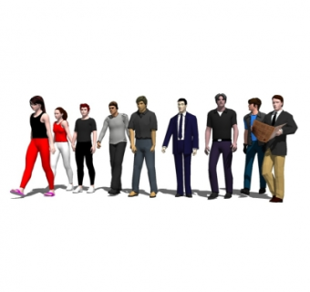 现代人物组合su模型