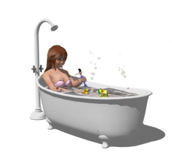 现代洗澡的女生su模型