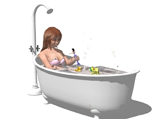 现代<em>洗澡</em>的女生su模型