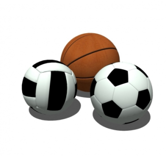 现代足球篮球排球组合su模型