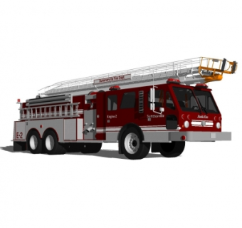 现代云梯消防车su模型